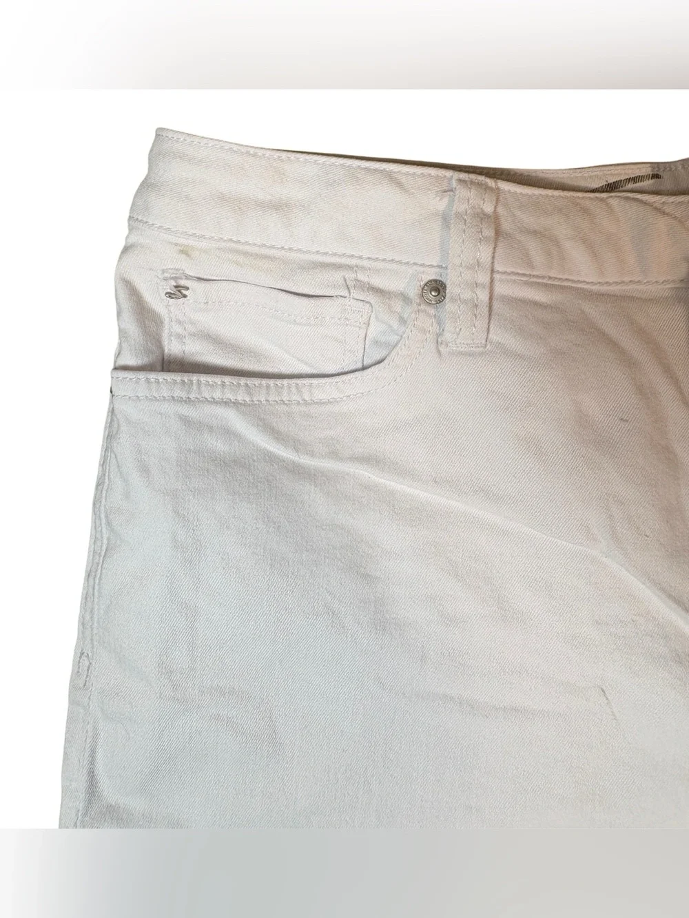 Seven7 White Denim Raw Hem Stretch Shorts Size 14 Summer Beach Casual